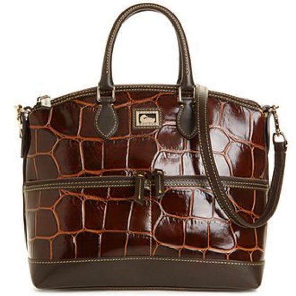 Dooney & Bourke Handbags - Dooney & Bourke Dillen Crocodile Bag Double Pocket Satchel Reptile Embossed